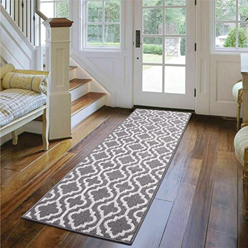 SHACOS Teppich Läufer Flur rutschfest 60x180 cm Teppichläufer Grau Lang Schmutzläufer Küchenteppich Schmutzfangmatte Waschbar Sauberlaufmatte Teppiche für Innen, Außen, Schlafzimmer, Küche, Eingang