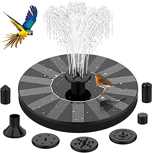 Solar Springbrunnen Verbesserter, Solar Teichpumpe mit 6 Effekte Solar Wasserpumpe Solar schwimmender Fontäne Pumpe für Gartenteich Oder Springbrunnen Vogel-Bad Fisch-Behälter