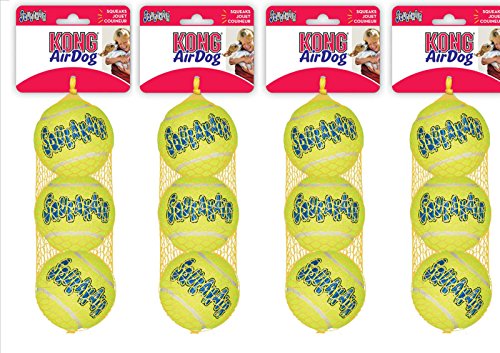 Kong AirDog Quietschspielzeug/Tennisball für Hunde, Standardgröße, 12Stück