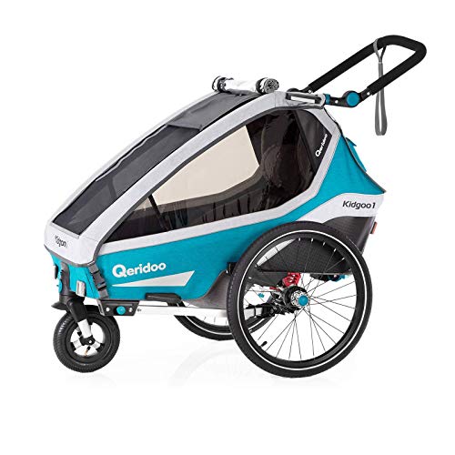 Qeridoo Kidgoo1 (2020/2021) Kinderfahrradanhänger, Fahrradanhänger 1 Kind - Petrol
