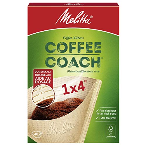 Melitta 6766425 Filtertüten Coffee Coach 1x4, braun, 40 Stück, Papier