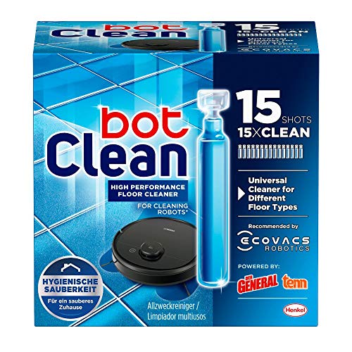 botClean Bodenreiniger Flüssigkeit für Saugroboter mit Wischfunktion und Saugwischer (15 x 18 ml), leistungsstarkes Reinigungsmittel für Sauberkeit, Glanz und Duft