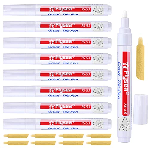 Fugenstift Weiß 8 Stück Bad Fugenmörtel Fugenweiß Für Fliesen Im Badezimmer, Wasserfest Fugenstift Anthrazit Lackstift Weiß Mit Ersatzspitze Fugenweiß Für Reparatur Von Fliese Badezimmer Und Küche