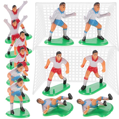 HEMOTON 16 Stück Sport Kuchen Topper Miniatur Fußball Fußballspieler Kuchen Topper Kuchen Einsatz Mikro Landschaft Figur Ornament für Home Shop