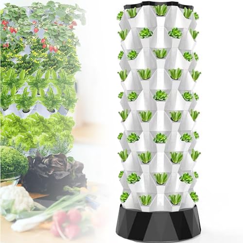 KKMNDE Hydrokultur-Turm-Set, Hydrokultur-Anbausystem, automatisiertes Aeroponik-Turm-Garten-Hydrokultur-Anbauset für drinnen und draußen, mit Feuchtigkeitspumpe, Time