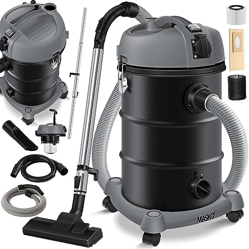 MASKO® 6IN1 Industriestaubsauger Staubsauger Nass Trocken Sauge Aschesauger 2300W + Steckdose✓ Blasfunktion ✓ Trocken-Saugen & Nass-Saugen | Industrie-Sauger mit & ohne Beutel | beutellos, Grau