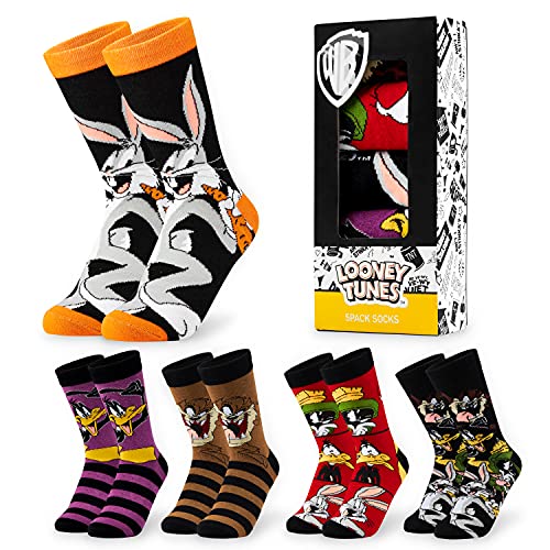 Looney Tunes Socken Herren, 5er Pack Herren Socken, Bunte Socken, Lustige Socken, 39-44