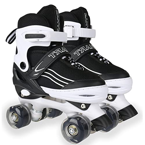 Rollschuhe für Jungen Verstellbare Kinder-Rollschuhe mit leuchtenden Rädern, lustig Leuchtend für Jungen Mädchen, Rollschuhe für Kinder, geeignet für den Innen- und Außenbereich, Medium