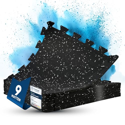 bemaxx Bodenschutzmatte Fitness – 9 Gummi-Matten pro Set: Gym-Matte Fitnessgeräte Sport-Matte Puzzlematte Laufbandmatte Fitness-Matte Unterlegmatte Sportgeräte Trainingsmatte Bodenmatte Gymnastikmatte