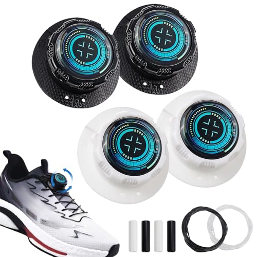 GADITIEK 4 Stück Automatische Drehverschluss Schnürsenkel, Schnürsenkel Ohne Binden, Schnürsenkel Schnellverschluss Sneaker Lock Schnellverschluss Schuhe Schnürsenkel für Unisex (weiß+blau)