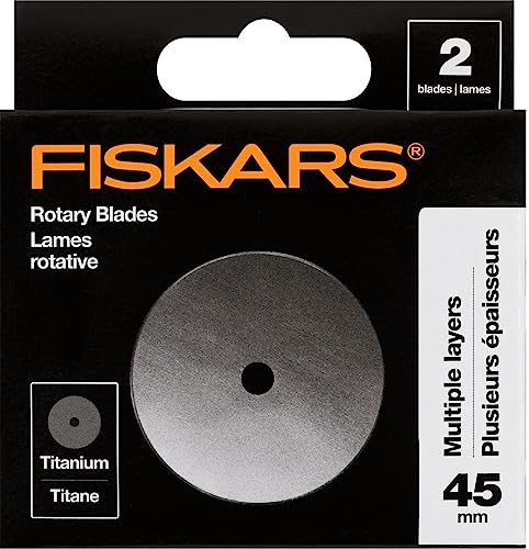 Fiskars 45 mm Titan-Rotationsklingen (2 Stück) – Ersatzklingen für Rollschneider, Basteln, Nähen und Quilten – Grau