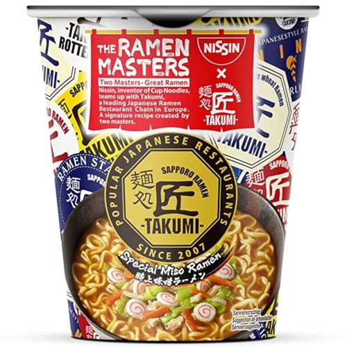 NISSIN Foods The Ramen Masters - Takumi Special Miso Ramen Original japanisches Miso Ramen Rezept als Instant-Nudelsuppe Restaurantgeschmack im Becher, 74 g