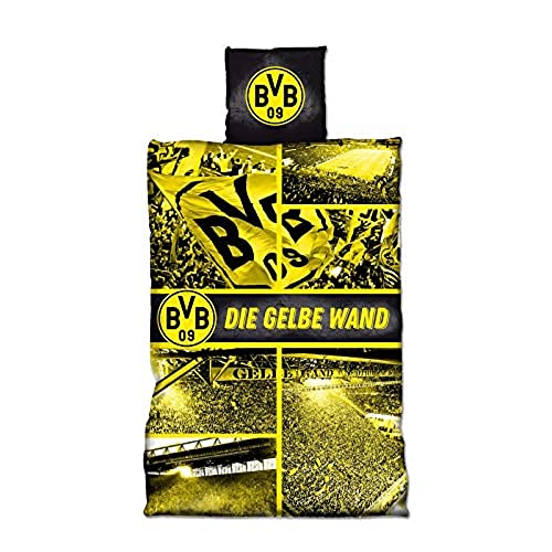 Borussia Dortmund, BVB-Biber-Bettwäsche Gelbe Wand, Gelb, 135x200cm