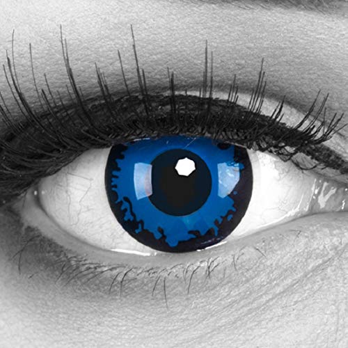 Funnylens 1 Paar farbige blaue dunkelblaue Crazy Fun Dark Blue Jahres Kontaktlinsen perfekt zu Halloween, Karneval, Fasching oder Fasnacht mit gratis Kontaktlinsenbehälter ohne Stärke!