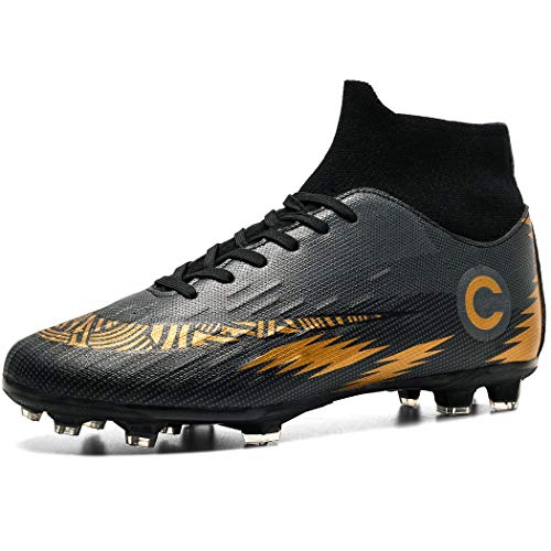 Donbest Herren Fußballschuhe Top Stollen Spikes Cleats Trainingsschuhe, Schwarz, Gr.- 43 EU
