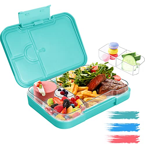 Braoses Lunchbox Bento Box, Brotdose mit 4/6 Fächern, Robust Snackbox, BPA Frei Brotzeitbox mit Variablen Fächern, Unterteilten Jausenbox für Picknick