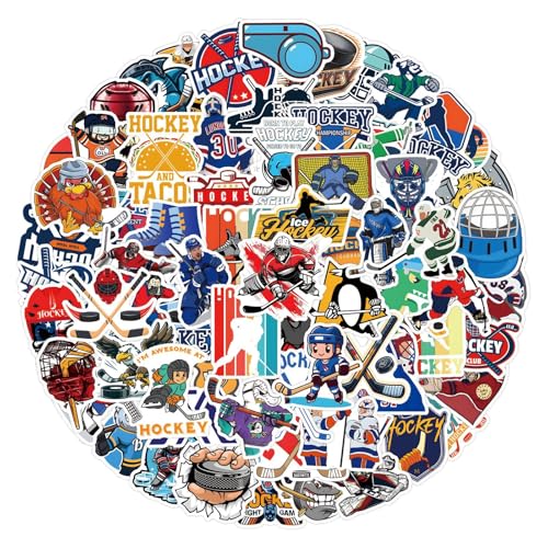 100 Stück Hockey Puck Aufkleber, Ice Hockey Stickers, Vinyl Wasserdichte Graffiti Aufkleber für Skateboard Auto Laptop Gitarre, Jugendliche Kinder