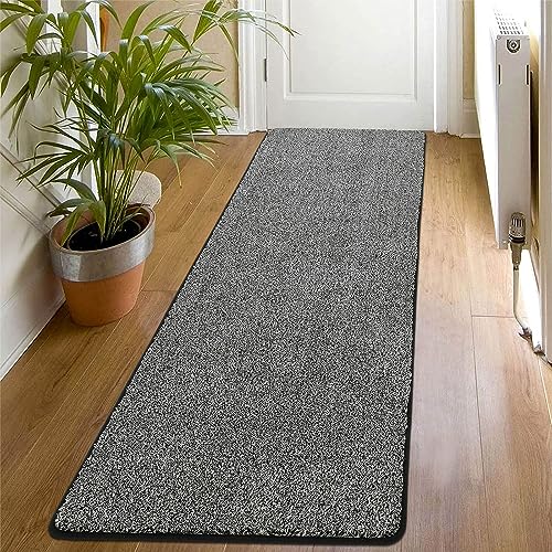 SHACOS Teppich Läufer rutschfest 60x180 cm Schwarz Küchenteppich Waschbar Flurläufer Modern Weich Teppichläufer für Flur, Küche, Schlafzimmer, Eingang