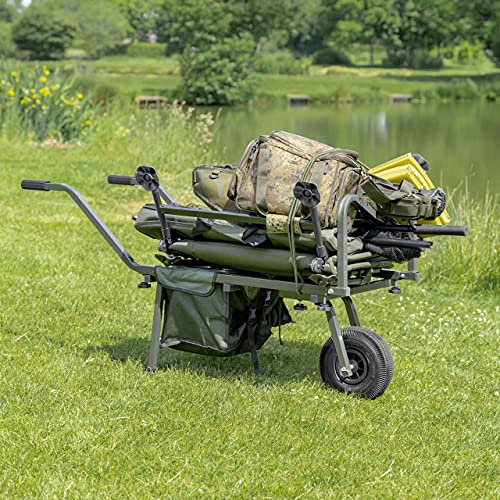 Atlas Carp Fishing Barrow Trolley - Angelkarre für den Transport von Angelgeräten | Angelwagen auf Rädern Heavy Duty | Zusammenklappbarer Wagen mit Rädern