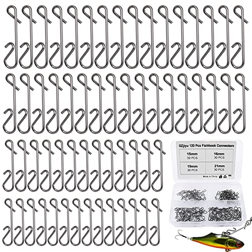 GZjiyu 120 STK Knotenlosverbinder Angeln, M-XXL No Knot Verbinder mit Aufbewahrungsbox für Spinnfischendie, Dropshotangeln, Meeresangeln (Edelstahl