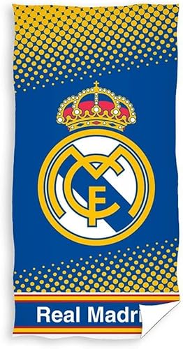 Real Madrid Strandtuch, offiziell, 70 x 140 cm, Blau mit Vereinslogo