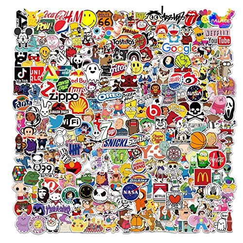 Aufkleber Pack 300 Stück Street Fashion Trendy Stickers Set Wasserdicht Graffitti Decals für Skateboard Laptop Bike Helm Auto Motorräder Gepäck Koffer 90s Cartoon Aufkleber für Jugendliche Erwachsene