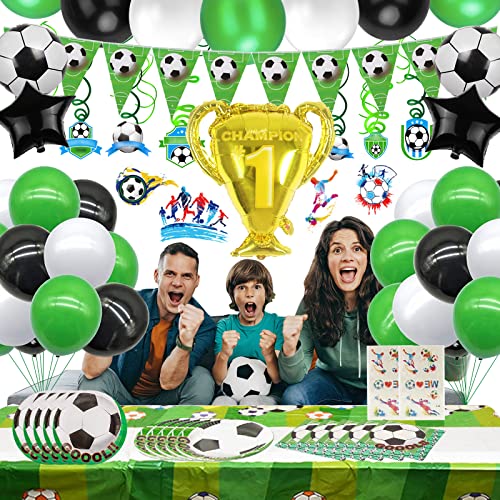 Yuragim Fussball Deko Geburtstag Kinder, Fußball Party Deko Geburtstag, Fußball Party Zubehör, Football Kindergeburtstag Deko, Fußball Geburtstagsdeko Jungen, Fußball Luftballon für Jungen Fußballfan