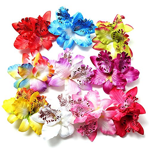 HugeStore 10 Stück Damen Mädchen Orchideen Blumen Leopard Haarklammer Haarspange Haarschmuck Haarnadeln