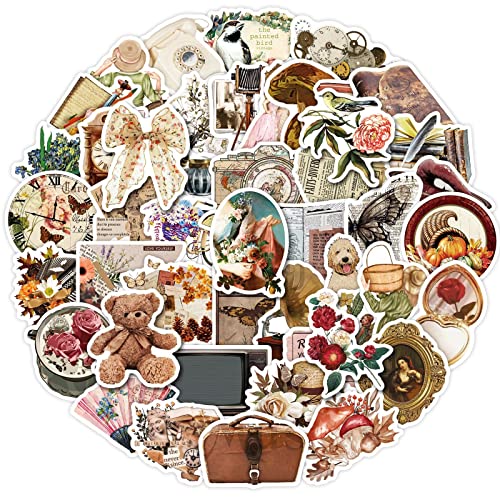 ZONSUSE Vintage Aufkleber 50 Stücke, Vinyl Scrapbooking Sticker,Wasserfeste Aufkleber für Laptop Koffer Helm Motorrad Skateboard Auto Fahrrad VSCO Aesthetic Sticker
