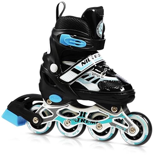 Nils Extreme Inliner für Kinder und Erwachsene - Inline Skates Mädchen und Jungen - ABEC7 Kugellager - Inliner Damen und Herren - Rollerskates Größenverstellbar 35-38 - Schwarz - NJ1828