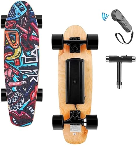 eSkateboard 350W Elektro Skateboard mit Fernbedienung, Elektro Longboard mit 3-Gang, 29.4V E-Boards, E Cruiser Höchstgeschwindigkeit 20 km/h, Elektro Skateboards für Erwachsene Jugendliche