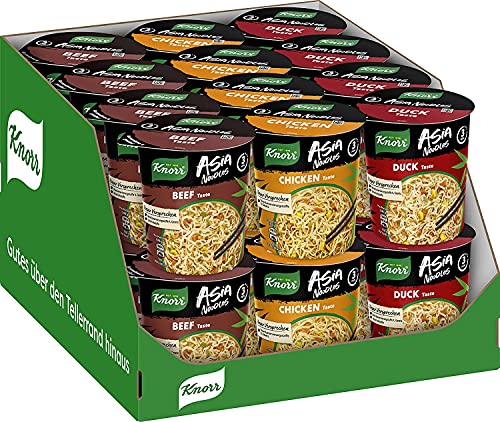 Knorr Instant Nudeln Asia Noodles verschiedene Sorten schnelles Nudelgericht fertig in nur 3 Minuten 1 Portion 24 Stück
