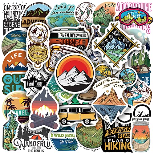 EUFFO Wasserfeste Aufkleber Sticker Set 50 Stück, Vintage Reisen im Freien Sticker für Koffer MacBook Laptop Fahrrad Scrapbook Motorrad Skateboard Helm Auto Retro Sticker