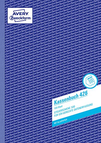 AVERY Zweckform 426 Kassenbuch (A4, nach Steuerschiene 300, von Rechtsexperten geprüft, für Deutschland zur ordnungsgemäßen, kostengünstigen Buchführung, 100 Blatt) weiß