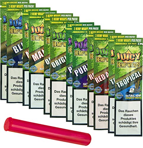 yaoviz® Set 2x 6er Pack - JUICY JAY Hanf Wrap - 2 pro Packung (24 Total) - Hemp Wraps + Buddies Jointhülle 110mm bunt