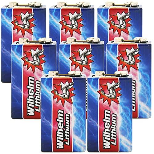 8 x Wilhelm Lithium 9V Block Batterie Rauchmelder 6LR61 9 Volt Batterien